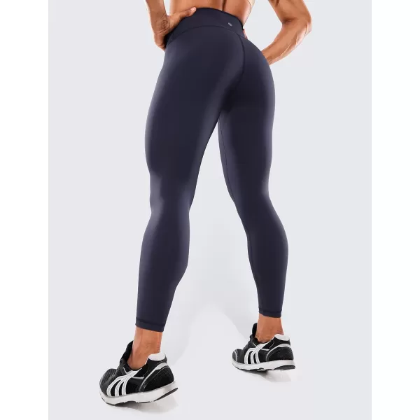CRZ YOGA Womens Hugged Feeling Compression Leggings 25 Inches  Thick High Waisted Tummy Control Workout LeggingsNavy