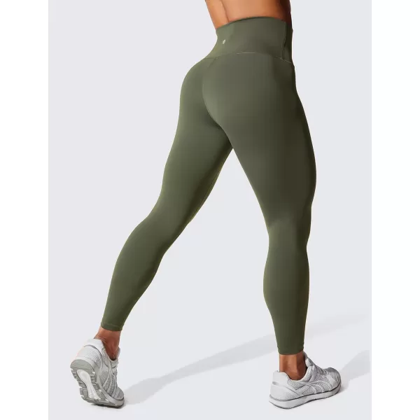 CRZ YOGA Womens Hugged Feeling Compression Leggings 25 Inches  Thick High Waisted Tummy Control Workout LeggingsOlive Green