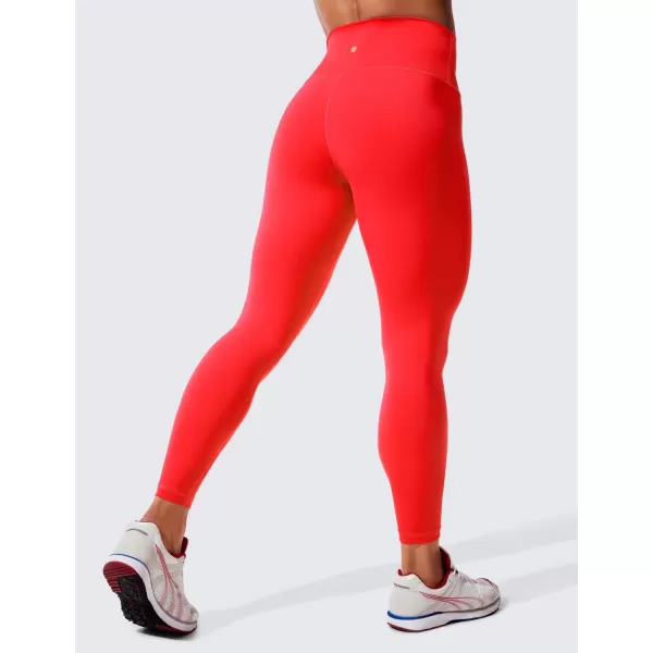 CRZ YOGA Womens Hugged Feeling Compression Leggings 25 Inches  Thick High Waisted Tummy Control Workout LeggingsTomato Red