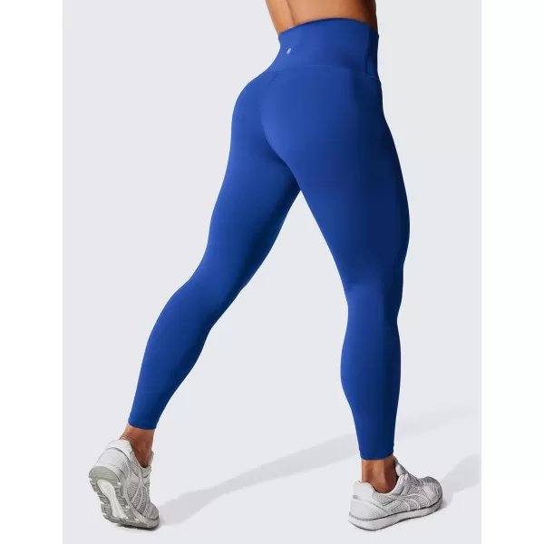 CRZ YOGA Womens Hugged Feeling Compression Leggings 25 Inches  Thick High Waisted Tummy Control Workout LeggingsWaves Blue