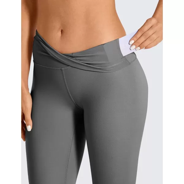 CRZ YOGA Womens Hugged Feeling Compression Leggings 28 Inches  High Waist Thick Tummy Control Workout LeggingsDark Carbon