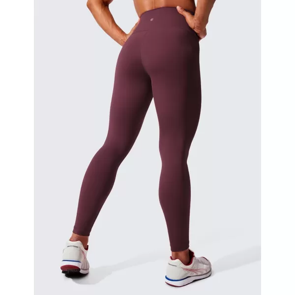 CRZ YOGA Womens Hugged Feeling Compression Leggings 28 Inches  High Waist Thick Tummy Control Workout LeggingsDark Russet