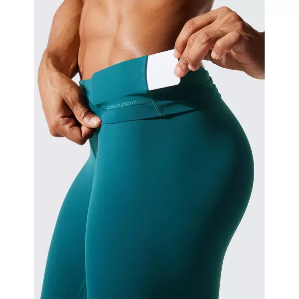 CRZ YOGA Womens Hugged Feeling Compression Leggings 28 Inches  High Waist Thick Tummy Control Workout LeggingsGreen Jade