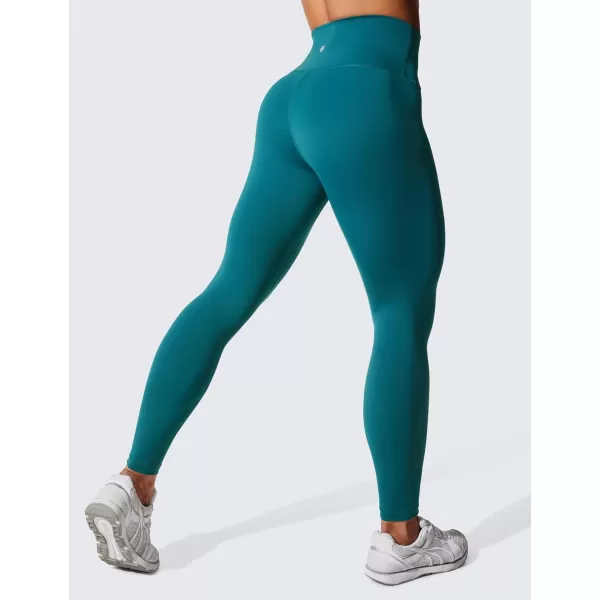 CRZ YOGA Womens Hugged Feeling Compression Leggings 28 Inches  High Waist Thick Tummy Control Workout LeggingsGreen Jade