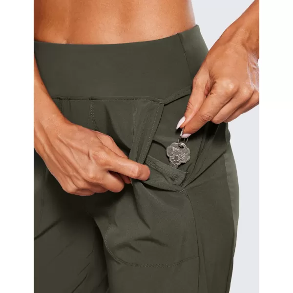 CRZ YOGA Womens Joggers Pants with Pockets Lightweight Workout Travel Casual Golf Hiking Pants for Women Quick DryDark Olive