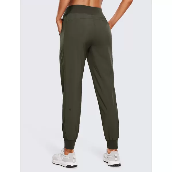 CRZ YOGA Womens Joggers Pants with Pockets Lightweight Workout Travel Casual Golf Hiking Pants for Women Quick DryDark Olive