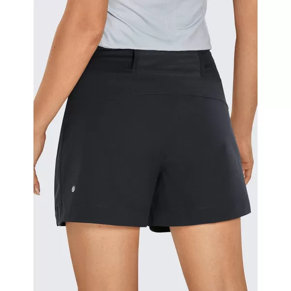 CRZ YOGA Womens Lightweight Mid Rise Hiking Shorts 4  Stretch Athletic Summer Travel Outdoor Golf Shorts Zip PocketsBlack