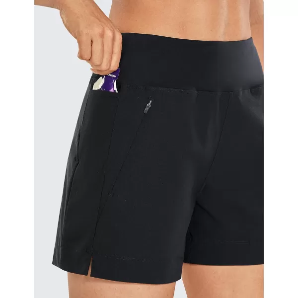 CRZ YOGA Womens Lightweight Mid Rise Hiking Shorts 4  Stretch Athletic Summer Travel Outdoor Golf Shorts Zip PocketsBlack