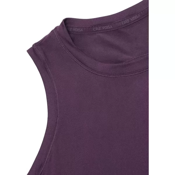 CRZ YOGA Womens Lightweight Racerback Tank Top High Neck Cropped Tank Tops Sleeveless Workout Running ShirtsDeep Crocus Violet3