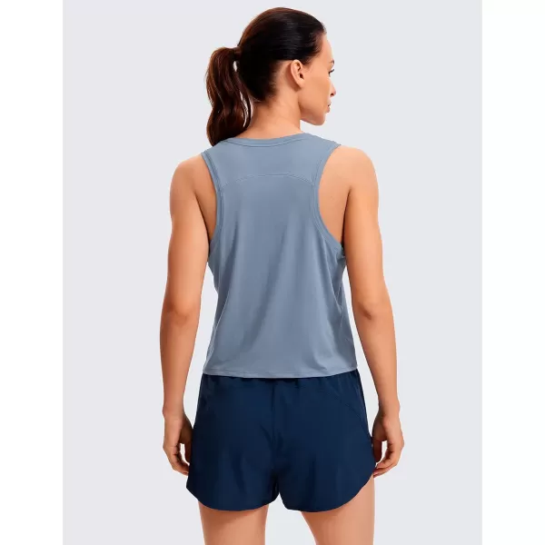 CRZ YOGA Womens Lightweight Racerback Tank Top High Neck Cropped Tank Tops Sleeveless Workout Running ShirtsSlate Blue