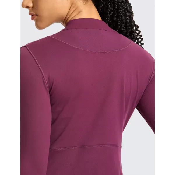 CRZ YOGA Womens Long Sleeve Crop Top Quick Dry Cropped Workout Shirts Half Zip Pullover Running Athletic ShirtCarnation Purple