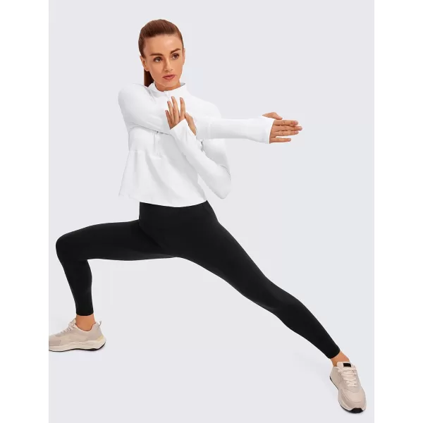 CRZ YOGA Womens Long Sleeve Crop Top Quick Dry Cropped Workout Shirts Half Zip Pullover Running Athletic ShirtWhite