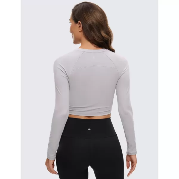 CRZ YOGA Womens Long Sleeve Crop Workout Tops Athletic Yoga Running Cropped Tops Slim Fit Gym ShirtsGull Gray