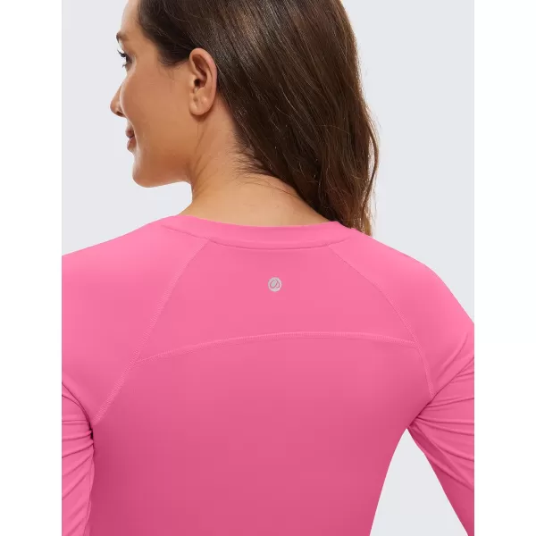 CRZ YOGA Womens Long Sleeve Crop Workout Tops Athletic Yoga Running Cropped Tops Slim Fit Gym ShirtsMagenta