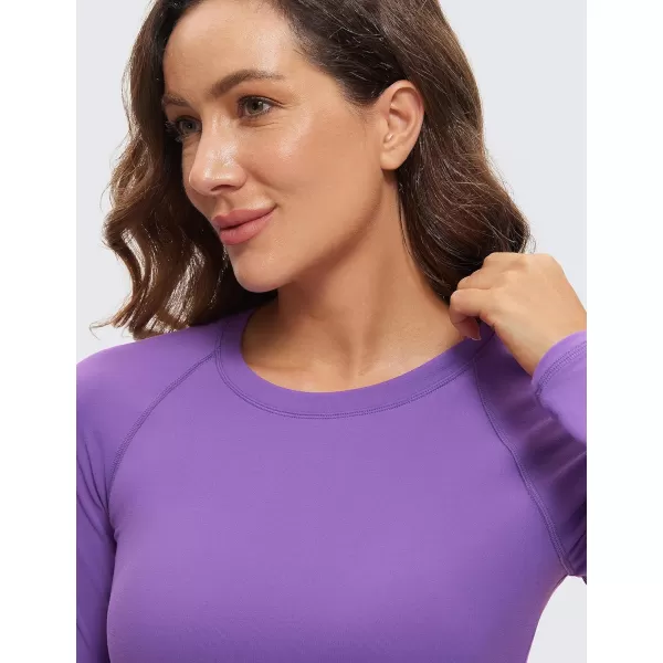 CRZ YOGA Womens Long Sleeve Crop Workout Tops Athletic Yoga Running Cropped Tops Slim Fit Gym ShirtsRoyal Lilac