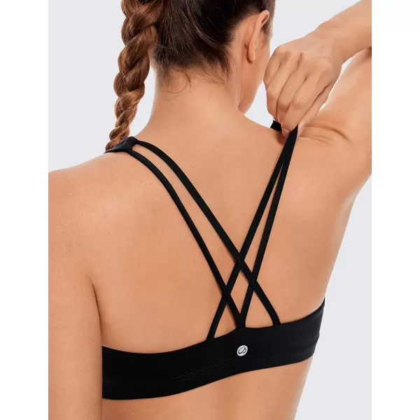 CRZ YOGA Womens Low Impact Strappy Sports Bra  Low Cut Wirefree Padded Yoga Bra Criss Cross BackBlack