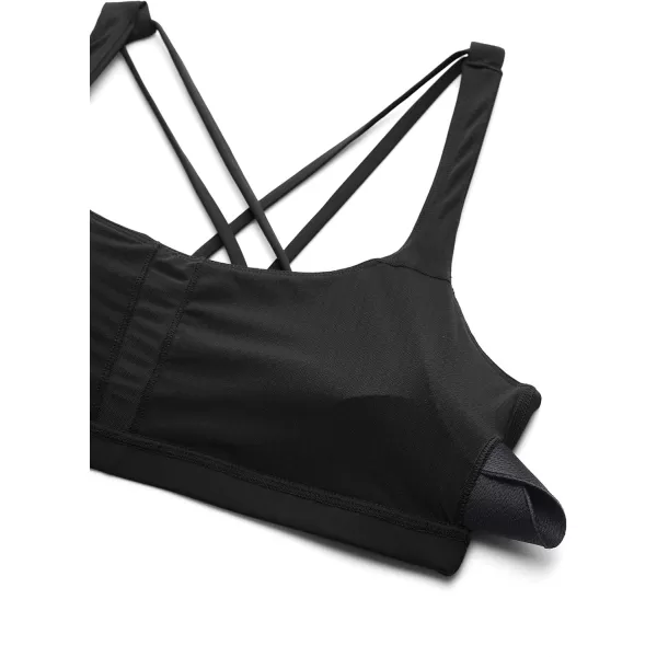 CRZ YOGA Womens Low Impact Strappy Sports Bra  Low Cut Wirefree Padded Yoga Bra Criss Cross BackBlack