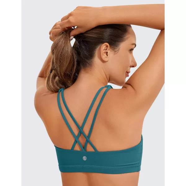 CRZ YOGA Womens Low Impact Strappy Sports Bra  Low Cut Wirefree Padded Yoga Bra Criss Cross BackBorealis Green