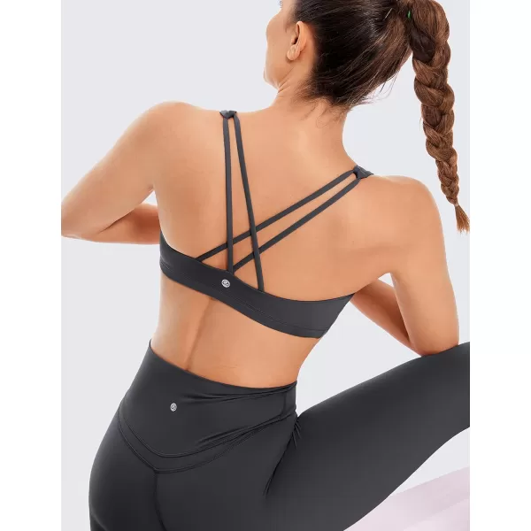 CRZ YOGA Womens Low Impact Strappy Sports Bra  Low Cut Wirefree Padded Yoga Bra Criss Cross BackInk Gray