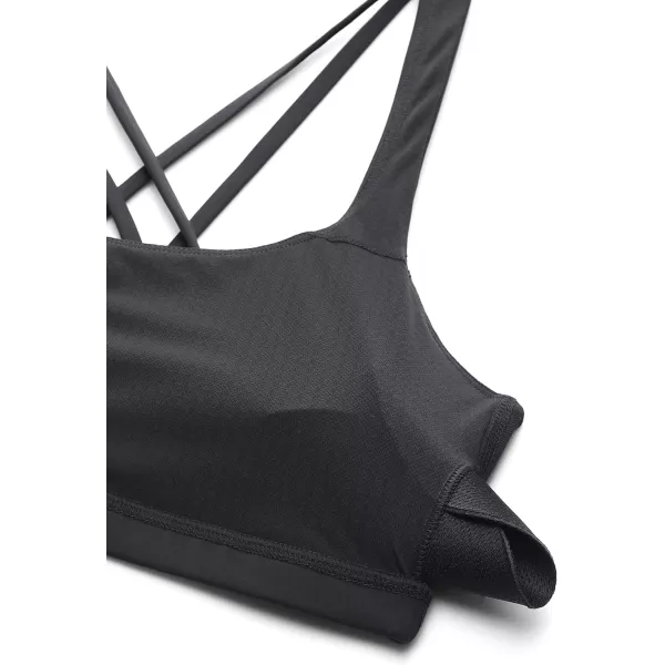 CRZ YOGA Womens Low Impact Strappy Sports Bra  Low Cut Wirefree Padded Yoga Bra Criss Cross BackInk Gray