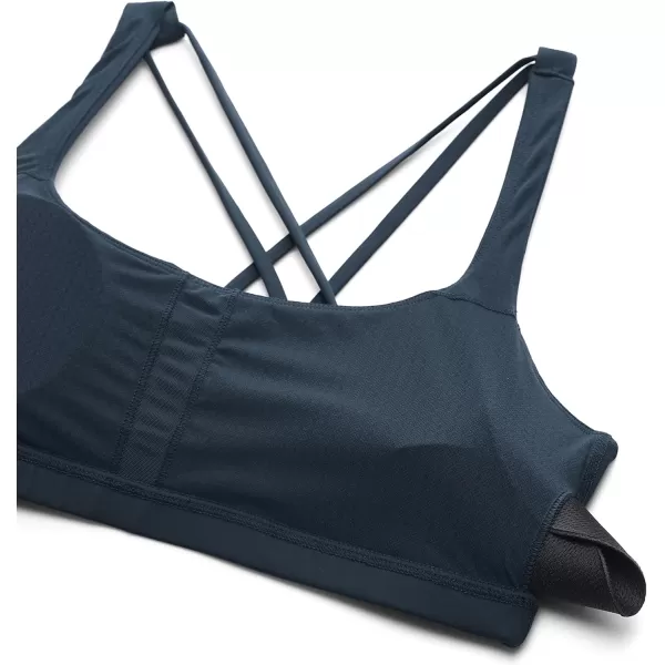 CRZ YOGA Womens Low Impact Strappy Sports Bra  Low Cut Wirefree Padded Yoga Bra Criss Cross BackTrue Navy