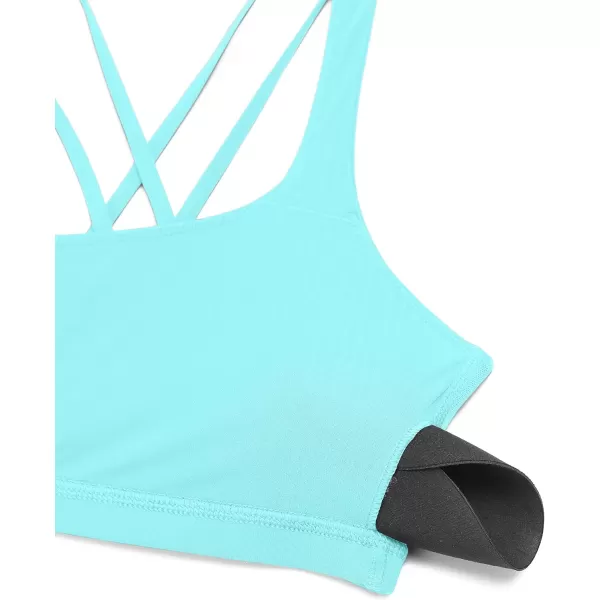 CRZ YOGA Womens Low Impact Strappy Sports Bra  Low Cut Wirefree Padded Yoga Bra Criss Cross BackTurquoise