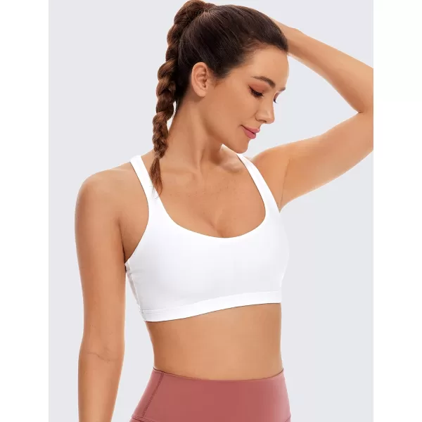 CRZ YOGA Womens Low Impact Strappy Sports Bra  Low Cut Wirefree Padded Yoga Bra Criss Cross BackWhite