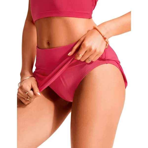 CRZ YOGA Womens Mid Rise Swim Skirt Athletic Bathing Suit Skorts Skirts Side Split Swimsuit Bottoms with PocketMagenta