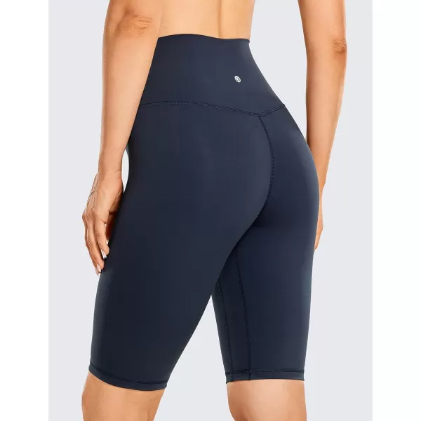 CRZ YOGA Womens Naked Feeling Biker Shorts  3  4  6  8  10 High Waisted Yoga Workout Running Spandex Shorts10 inches Navy