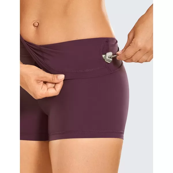 CRZ YOGA Womens Naked Feeling Biker Shorts  3  4  6  8  10 High Waisted Yoga Workout Running Spandex Shorts3 inches Dark Russet