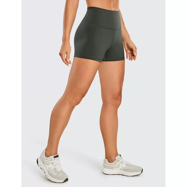 CRZ YOGA Womens Naked Feeling Biker Shorts  3  4  6  8  10 High Waisted Yoga Workout Running Spandex Shorts3 inches Grey Olive