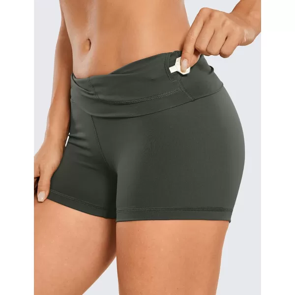 CRZ YOGA Womens Naked Feeling Biker Shorts  3  4  6  8  10 High Waisted Yoga Workout Running Spandex Shorts3 inches Grey Olive