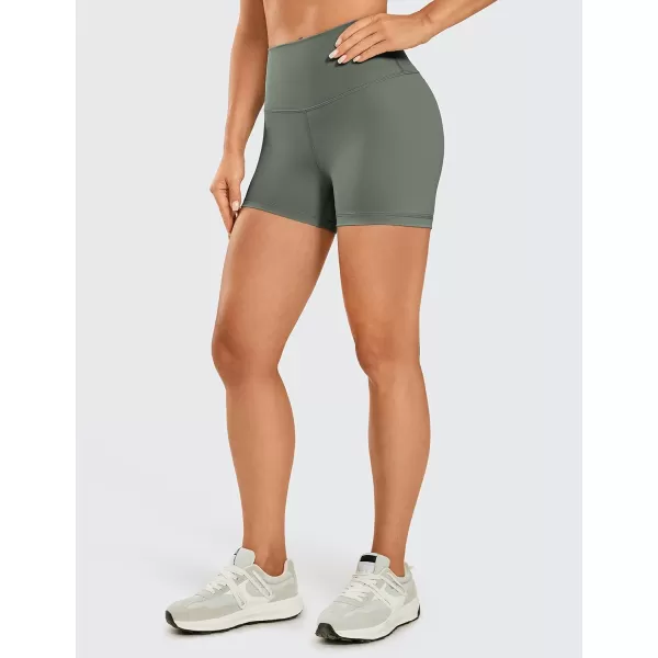 CRZ YOGA Womens Naked Feeling Biker Shorts  3  4  6  8  10 High Waisted Yoga Workout Running Spandex Shorts3 inches Grey Sage