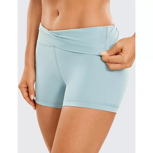 CRZ YOGA Womens Naked Feeling Biker Shorts  3  4  6  8  10 High Waisted Yoga Workout Running Spandex Shorts3 inches Light Grayish Blue