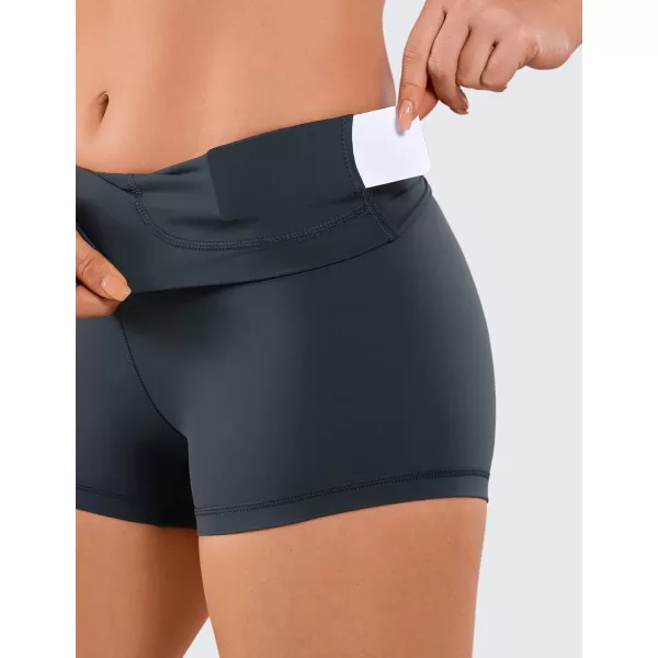 CRZ YOGA Womens Naked Feeling Biker Shorts  3  4  6  8  10 High Waisted Yoga Workout Running Spandex Shorts3 inches Melanite