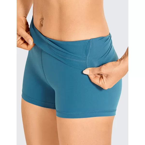 CRZ YOGA Womens Naked Feeling Biker Shorts  3  4  6  8  10 High Waisted Yoga Workout Running Spandex Shorts3 inches Petrol Blue