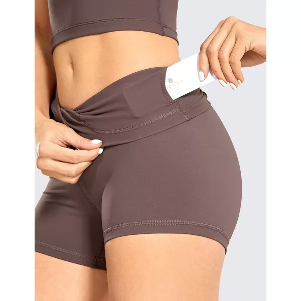 CRZ YOGA Womens Naked Feeling Biker Shorts  3  4  6  8  10 High Waisted Yoga Workout Running Spandex Shorts3 inches Purple Taupe