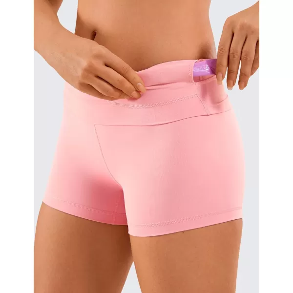 CRZ YOGA Womens Naked Feeling Biker Shorts  3  4  6  8  10 High Waisted Yoga Workout Running Spandex Shorts3 inches The Heartbeat Pink