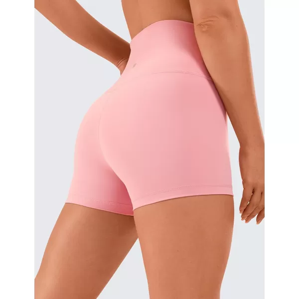 CRZ YOGA Womens Naked Feeling Biker Shorts  3  4  6  8  10 High Waisted Yoga Workout Running Spandex Shorts3 inches The Heartbeat Pink