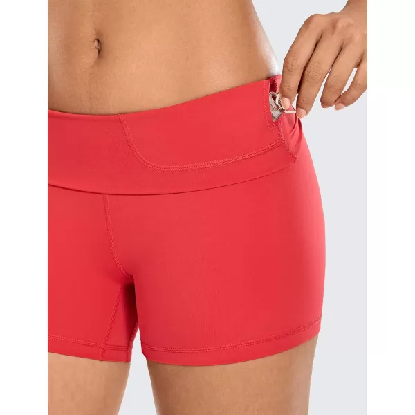 CRZ YOGA Womens Naked Feeling Biker Shorts  3  4  6  8  10 High Waisted Yoga Workout Running Spandex Shorts4 inches Crimson