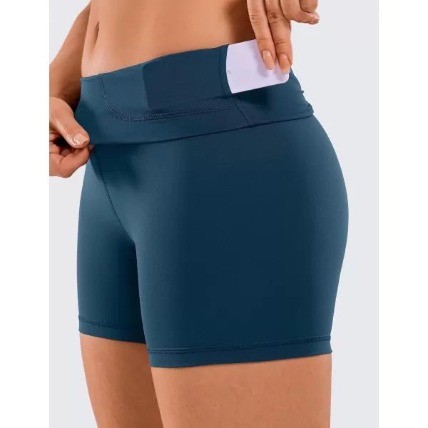 CRZ YOGA Womens Naked Feeling Biker Shorts  3  4  6  8  10 High Waisted Yoga Workout Running Spandex Shorts4 inches French Navy