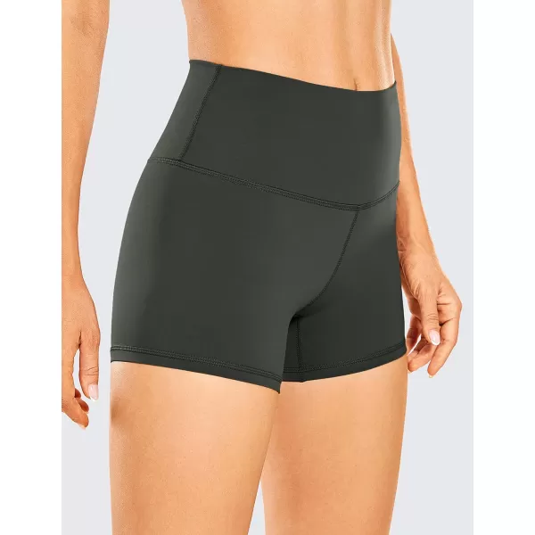 CRZ YOGA Womens Naked Feeling Biker Shorts  3  4  6  8  10 High Waisted Yoga Workout Running Spandex Shorts4 inches Grey Olive