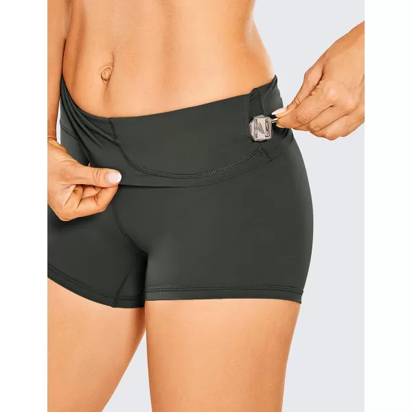 CRZ YOGA Womens Naked Feeling Biker Shorts  3  4  6  8  10 High Waisted Yoga Workout Running Spandex Shorts4 inches Grey Olive