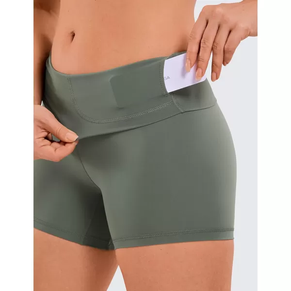 CRZ YOGA Womens Naked Feeling Biker Shorts  3  4  6  8  10 High Waisted Yoga Workout Running Spandex Shorts4 inches Grey Sage