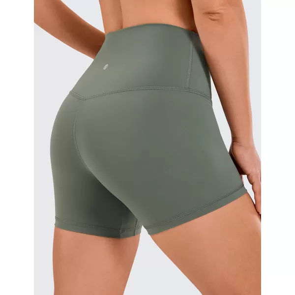 CRZ YOGA Womens Naked Feeling Biker Shorts  3  4  6  8  10 High Waisted Yoga Workout Running Spandex Shorts4 inches Grey Sage