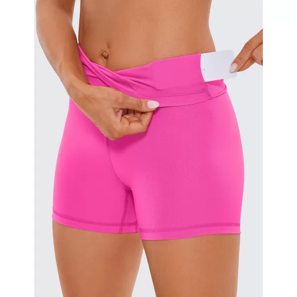 CRZ YOGA Womens Naked Feeling Biker Shorts  3  4  6  8  10 High Waisted Yoga Workout Running Spandex Shorts4 inches Hibiscus Purple