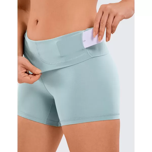 CRZ YOGA Womens Naked Feeling Biker Shorts  3  4  6  8  10 High Waisted Yoga Workout Running Spandex Shorts4 inches Light Grayish Blue