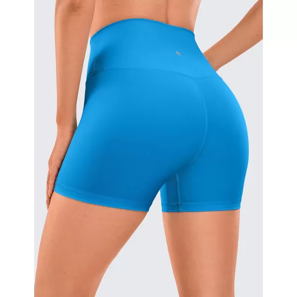 CRZ YOGA Womens Naked Feeling Biker Shorts  3  4  6  8  10 High Waisted Yoga Workout Running Spandex Shorts4 inches Madagascar Blue