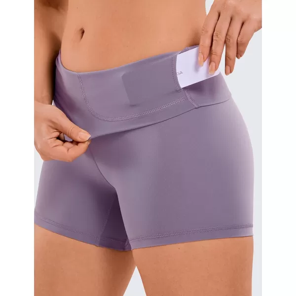 CRZ YOGA Womens Naked Feeling Biker Shorts  3  4  6  8  10 High Waisted Yoga Workout Running Spandex Shorts4 inches Matt Purple