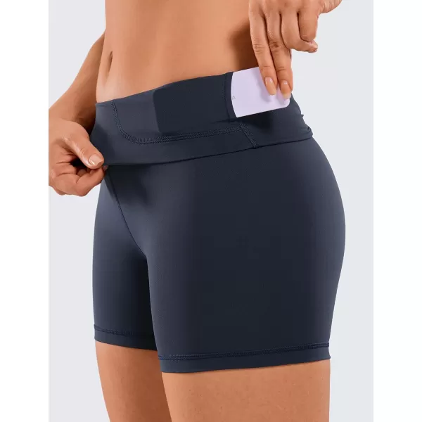 CRZ YOGA Womens Naked Feeling Biker Shorts  3  4  6  8  10 High Waisted Yoga Workout Running Spandex Shorts4 inches Navy